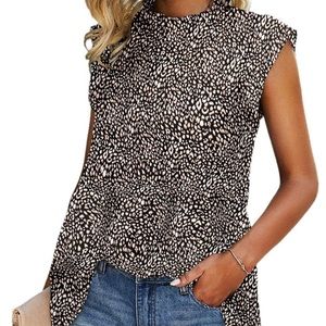 Angashion Cap Sleeve Ruffle Neck Top